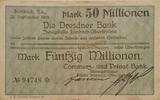 Deutschland, Deutsches Reich 50 Millionen Mark Grossnotgeld, Limbach, Allgemeine Deutsche Credit-Anstalt Dresdner Bank, Sachsen -