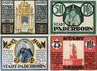 Deutschland, Deutsches Reich 1, 2 Mark, 50, 75 Pfennig 4 x Notgeldschein, Stadt Paderborn, Nordrhein-Westfalen -