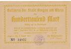 Deutsches Reich Deutschland 100000 Mark Notgeldschein Stadt Bingen am Rhein Hessen -
