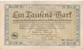Deutsches Reich Deutschland 1000 Mark Notgeldschein DILLENBURG, Hessen -