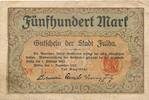 Deutsches Reich Deutschland 500 Mark Notgeldschein Stadt Fulda Hessen -