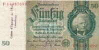 Deutschland Weimarer Republik 3. Reich Luxemburg 50 Reichsmark mit luxemburgischem Gemeinde-, Post-, Sparkassenstempel, KN 8Stellig Serie A/F -
