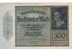 Deutsches Reich Deutschland, Weimarer Republik 500 Mark Inflation, Udr.-Bst.: A Serie: A -