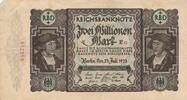 Deutsches Reich Deutschland 2 Millionen Mark Banknote, KN 16 mm lang -