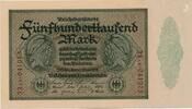 Deutsches Reich Deutschland, Inflation 500000 Mark Reichsbanknote Banknote, KN 6stellig nur zweimal auf Vs. FZ: AB -