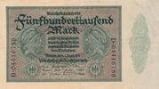 Deutsches Reich Deutschland, Inflation 500 tausend Mark Banknote, KN 8stellig je zweimal auf Vs. und Rs., FZ: D , 500000 Mark -