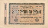 Deutsches Reich Deutschland, Inflation 1 Million Mark Reichsbanknote Banknote, KN 6stellig, FZ: BK -