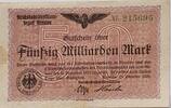Deutschland Deutsches Reich 50 Milliarden Mark Großnotgeld, Reichsbahndirektion Breslau, Schlesien -