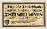 Deutsches Reich Deutschland 2 Millionen Mark Großnotgeld, Darmstadt, Hessische Landesbank, Hessen -