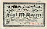 Deutsches Reich Deutschland 5 Millionen Mark Großnotgeld, Darmstadt, Hessische Landesbank, Hessen -