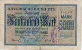 Deutsches Reich Deutschland Bayern 5000 Mark Länderbanknote, Bayerische Notenbank München, Firmenstempel Karl Schubert -