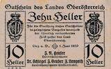 Oberösterreich 10 Heller Banknote -