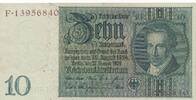 3. Reich, Deutschland 10 Reichsmark Mark Reichsbanknote Friedensdruck, 2 KN auf Vsund RS, Udr.-Bst./ Serie: R/F -