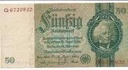 Deutsches Reich Deutschland 50 Reichsmark Mark Reichsbanknote Friedensdruck, 2 KN auf Vsund RS, 7stellig Udr.-Bst./ Serie: D/Q -