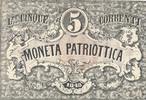Venedig 5 Lire Italien - Revolutionsgeld, Moneta Patriottica, Banknote -