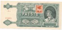 Czechoslovakia / Tschechoslowakei 500 Korun Kronen Banknote, SPECIMEN, mit Briefmarke -