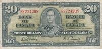 Kanada $ 20 Dollars 1937 Banknote III 85.83 £  +  8.67 £ shipping