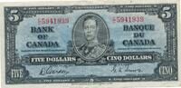 Kanada $ 5 Dollars 1937 Banknote, Serie: C/C 5941939 III 172.52 £  +  8.67 £ shipping