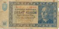 Slowakei Slovakei 10 Korun 1939 Banknote V, stark gebraucht, Risse. Bele... 21.67 £  +  8.67 £ shipping