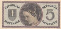 Slowakei Slovakei 5 Korun Kronen (1945) Banknote, RAD: A 001 II, Mittelk... 173.39 £  +  8.67 £ shipping