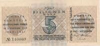 Deutsches Reich Deutschland 5 Billionen Mark Notgeldschein Landesbank Provinz Westfalen Münster -