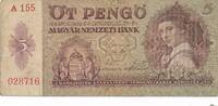 Ungarn 5 Pengö 1939 Banknote III 10.39 £ Tax included +  5.20 £ shipping