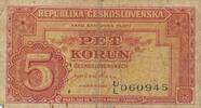 Tschechien, Czechoslovakia / Tschechoslowakei 5 Korun Banknote -