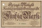 Geislingen 50 Mark Kriegs.Notgeld Amtskörperschaft,Loch entwertet -