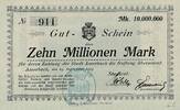 Deutsches Reich Deutschland Bayern 10 Millionen Mark Notgeld Gutschein der Stadtgemeinde Amorbach -