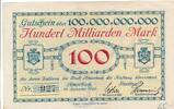 Deutsches Reich Deutschland Bayern 100 Milliarden Mark Notgeld der Stadt Amorbach -