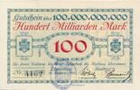 Deutsches Reich Deutschland Bayern 100 Milliarden Mark Notgeld der Stadt Amorbach gestempelt -