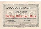 Deutsches Reich Deutschland Bayern 50 Milliarden Mark Notgeld der Stadt Amorbach -