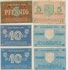 Baden Kleingeldscheine des Landes 5 Pfennig und 2 x 10 Pfennig 6stellig -