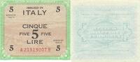 Italien 5 Lire Banknote Geldschein Lire Cinque Allied Military Currency Serie A B -
