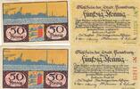 Deutschland Deutsches Reich 2x 50 Pfennig Notgeldschein Notgeld Flensburg Nordschleswig KN grün , rot 2 Scheine -