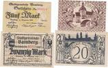 Deutschland Deutsches Reich 5 und 20 Mark Notgeld Notgeldschein Bamberg Bayern, 2 Scheine -