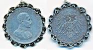 Deutschland 5 Mark Münze Preussen Wilhelm in Uniform als Anhänger verarbeitet -
