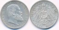 Württemberg Drei Mark Wilhelm II., Kaiserreich, Randfehler -