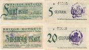 Deutsches Reich Deutschland 5 und 20 Mark, 2 Scheine Notgeld Notgeldschein Distriktsgemeinden Lindau und Weiler Bayern -