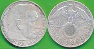 Deutschland Drittes Reich 2 Reichsmark Mark Münze Paul von Hindenburg -