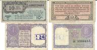 USA, Indien 10 Cents, 1 Rupee Banknote Geldschein, 1x10 Cents (USA 1946), 1x1 Rupee (kl.Loch, 1951), Lot -