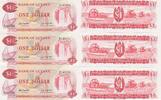 Guyana $ 1 Dollar 3x folgende Nummern , 3 Scheine -