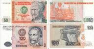 Peru 50 und 100 Intis Banknote Geldscheine 50 und 100 Intis (unc) 2 Scheine -