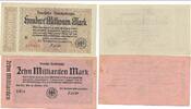 Deutsches Reich Deutschland 100 Millionen MArk, 10 Milliarden Mark Reichsbahn , Berlin, 2 Scheine -
