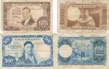 Spanien1953 1954 100 und 500 Pesetas 2x Banknoten, Scheine -