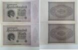Deutsches Reich Deutschland 100000 Mark, Reichsbanknote, 2 Stück KN 8Stellig, Serie P, 2 aufeindanderfolgende Nummer -