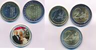 Niederlande 1x1 Euro und 2x 2 Euro Willem Alexander & MAxima, 3 Münzen -