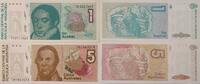 Argentinien 1 Austral, 5 Australes Banknote 2 Stück -