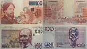 Belgien/Belgium 2 verschiedene 100 Frank Banque Nationale de Belgique, Nationale Bank Van Belgie, 2 Banknoten Lot -