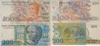 Brasilien 100,200 Cruzeiros Banknoten 2 Stück Lot, Banco Central do Brasil -